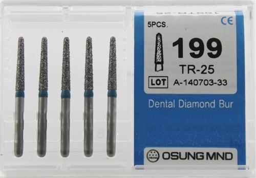 Diamond Burs, Taper Round Shape, Standard Grit Multi-Use 199Tr-25 - Osung USA