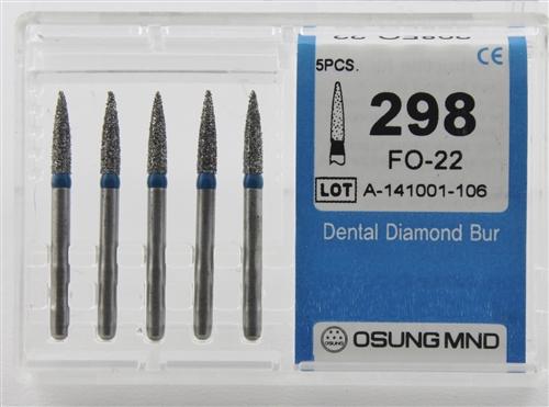 Diamond Burs, Flame Ogival Shape, Standard Grit Multi-Use 298Fo-22 - Osung USA