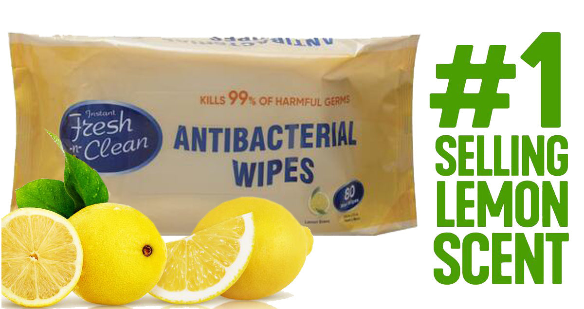 Antibacterial Hand Wipes - Lemon Scented - Kills 99% of Germs - 80 Wipes/Pack - Osung USA