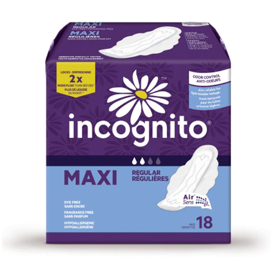 Incognito Maxi Regular Sanitary Pad With Wings, Sold As 216/Case First 10006610