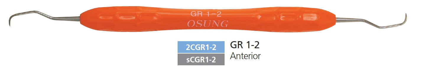 Dental Curette, Gracey, Standard, Autoclavable Silicone Handle, 2CGR1-2 - Osung USA