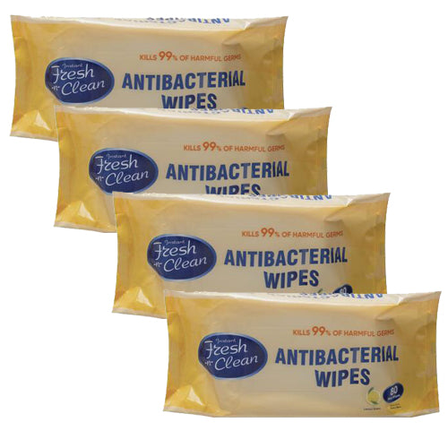 Fresh-n-Clean Lemon Scent Antibacterial Hand Wipes - 4 Packs (320 Wipes) - Osung USA