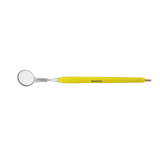 Mouth Mirror, Front Surface Double Side, Simple Stem No. 4, 22mm dia, yellow handle, EA - Osung USA 