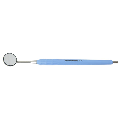 Mouth Mirror, Front Surface, Simple Stem No. 4, 22mm dia, Blue Handle, EA - Osung USA 