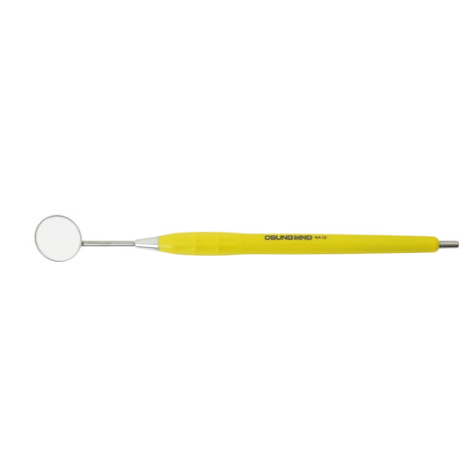 Mouth Mirror Simple Stem No. 3, 20mm dia, yellow handle, EA - Osung USA 