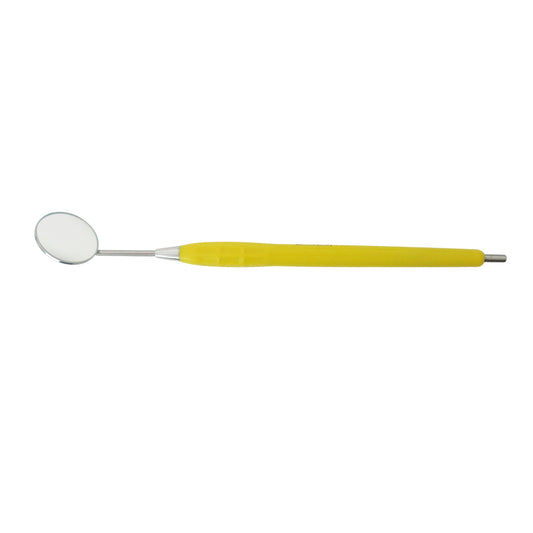 Mouth Mirror Simple Stem No. 5, 24mm dia, yellow handle, EA - Osung USA 