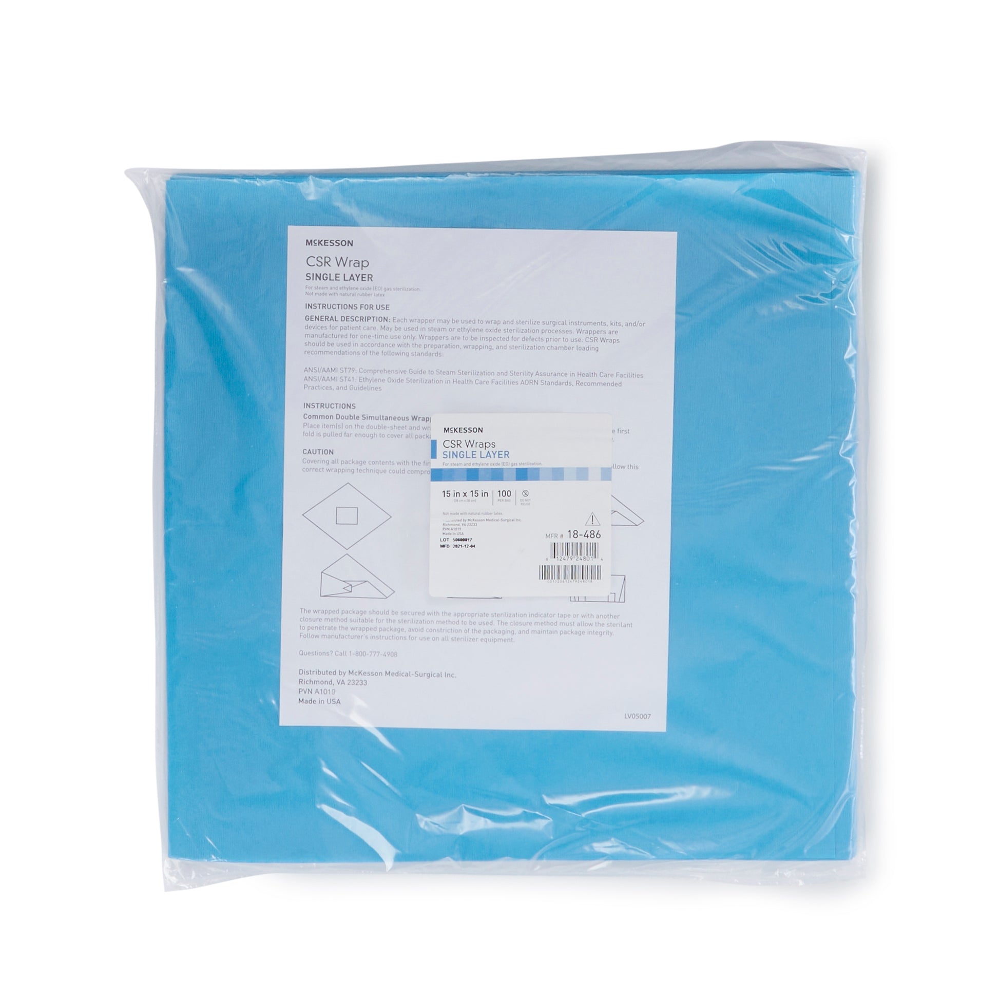 Mckesson Single Layer Sterilization Wrap, 15 X 15 Inch, Sold As 10/Case Mckesson 18-486