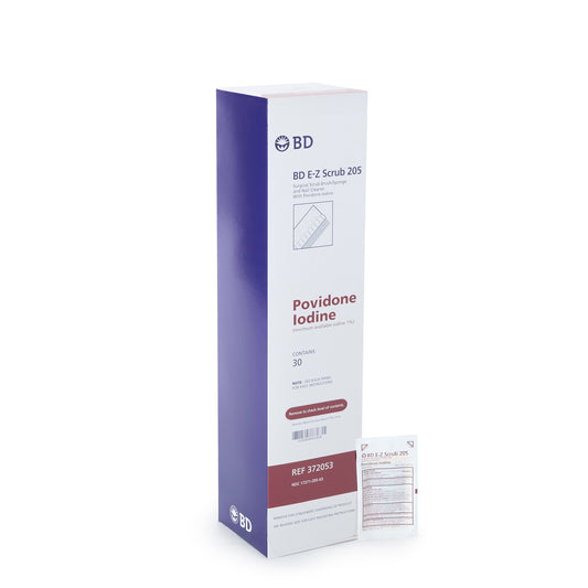 E-Z Scrub™ Povidone Iodine Impregnated Brush, Brown, Sold As 30/Box Bd 372053