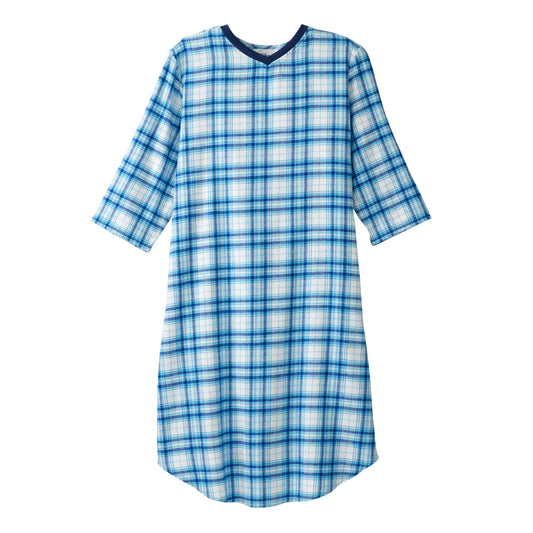 Silverts® Shoulder Snap Patient Exam Gown, Medium, Turquoise Plaid, Sold As 1/Each Silverts Sv50120_Tqup_M