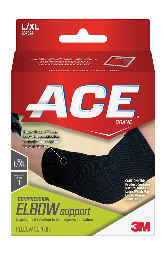3M™ Ace™ Elbow Support, Left Or Right Elbow, Large/X-Large, Black, Sold As 1/Each 3M 207524