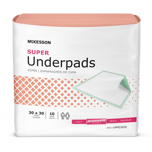 Mckesson Super Moderate Absorbency Underpad, 30 X 30 Inch, Sold As 150/Case Mckesson Upmd3030