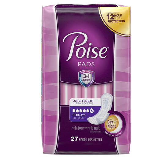 Poise Bladder Control Female Disposable Pads, Heavy Absorbency, Absorb-Loc Core, One Size Fits, 15.9 Inch, Sold As 27/Pack Kimberly 33593
