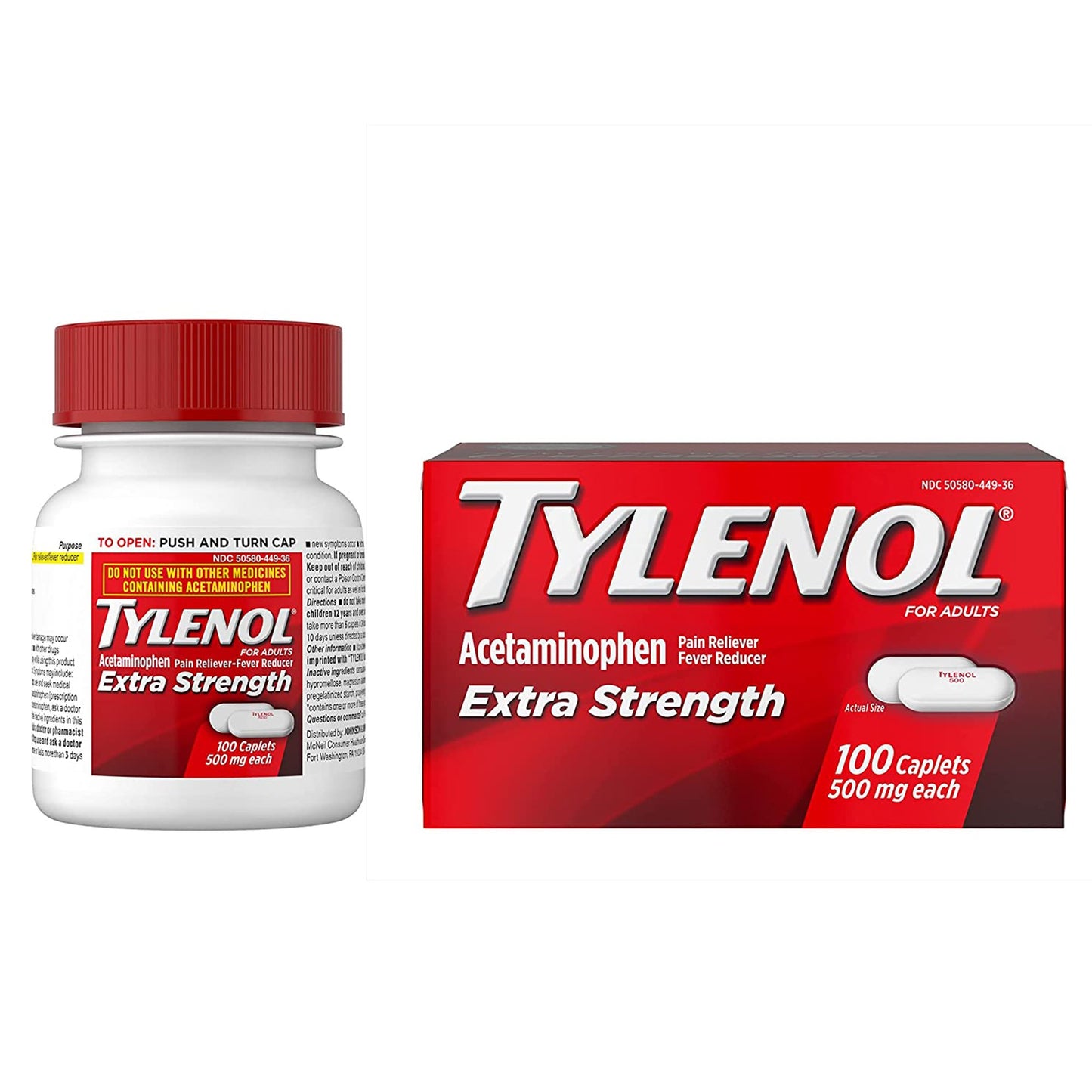 Tylenol® Extra Strength Acetaminophen Pain Relief, Sold As 1/Bottle J 50580044936