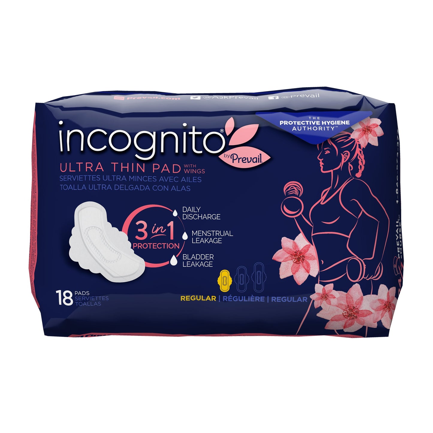 Incognito Ultra Thin Regular Sanitary Pad With Wings, Sold As 18/Bag First 10006619