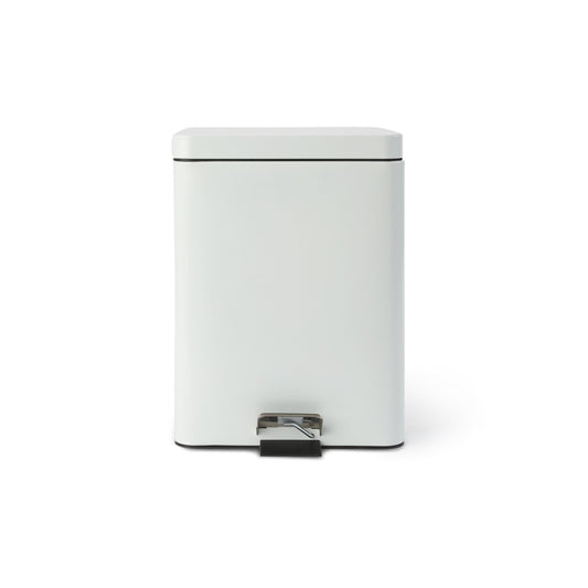 Mckesson Trash Can With Plastic Liner, Square, Steel, Step-On, 20 Qt, White, Sold As 1/Each Mckesson 81-35269
