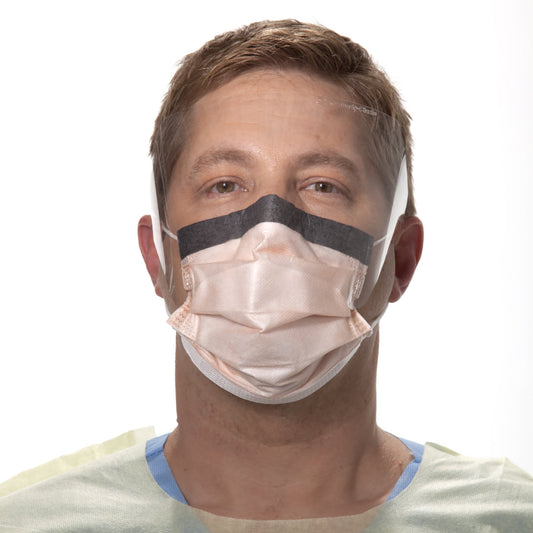 Fluidshield Procedure Mask With Eye Shield Anti-Fog Orange, Nonsterile, Sold As 1/Each O&M 47147