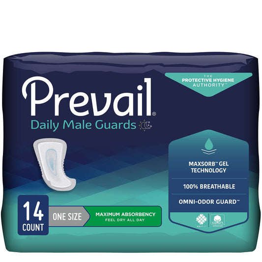 Prevail® Daily Male Guards Maximum Bladder Control Pad, 12½-Inch Length, Sold As 14/Pack First Pv-811