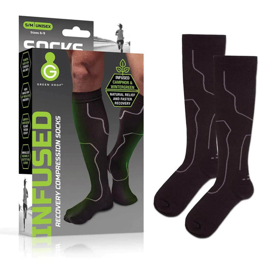 Green Drop Compression Socks – Medical-Grade Infused Support, S/M, Sold As 48/Case Green Sox-1454