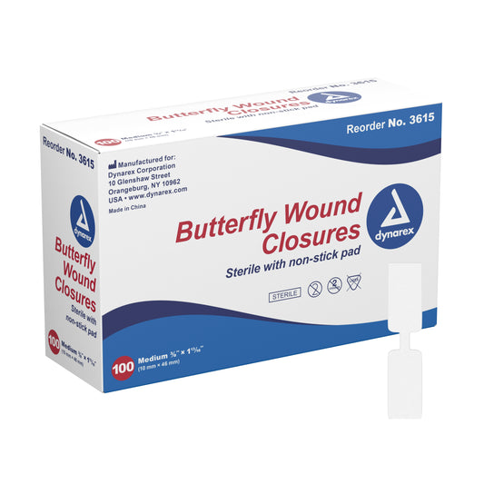 Dynarex® Butterfly Wound Closure Strip, 3/8 By 1-13/16 Inches, Sold As 2400/Case Dynarex 3615