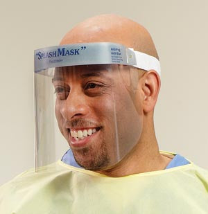 Wraparound Face Shield Splash Mask™ One Size Fits Most Half Length Ventilated Disposable Nonsterile, Sold As 50/Case Encompass 11000-005