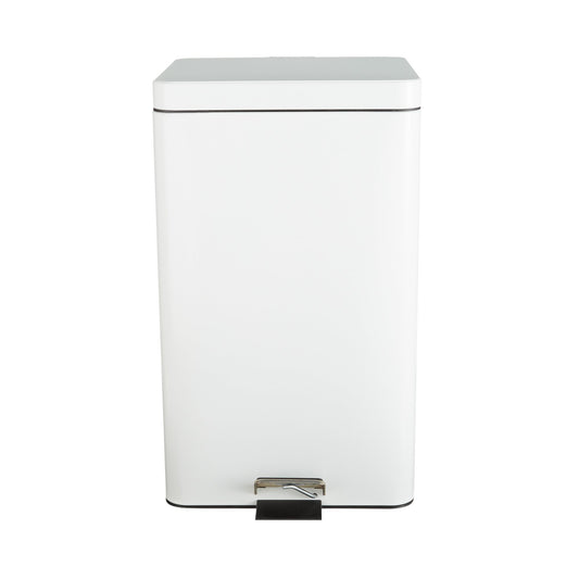 Mckesson Trash Can With Plastic Liner, Square, Steel, Step-On, 32 Qt, White, Sold As 1/Each Mckesson 81-35266