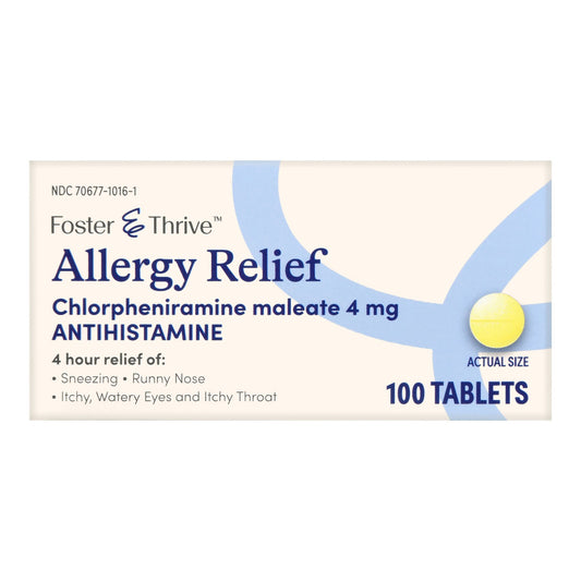 Foster & Thrive™ Allergy Relief Chlorpheniramine Maleate 4 Mg Tablets, Sold As 100/Bottle Mckesson 70677101601