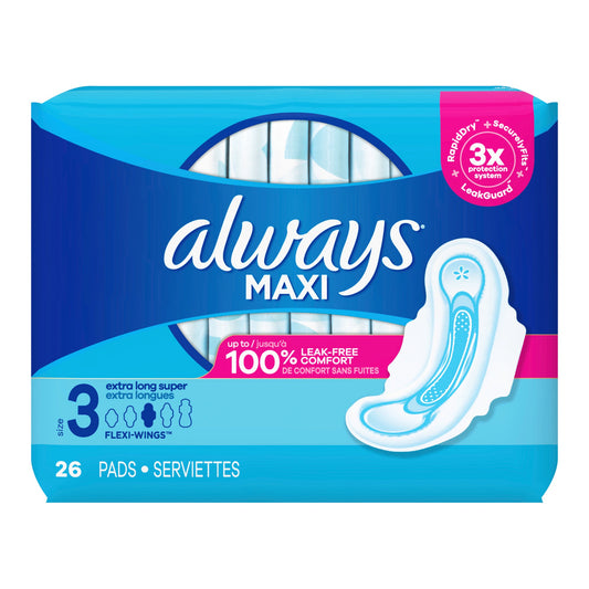 Pad, Always Maxi W/Wings Xlong(26/Pk), Sold As 26/Pack Procter 03700098347
