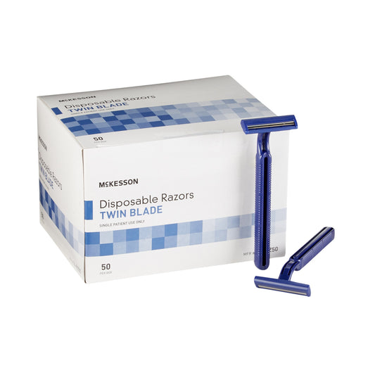 Mckesson Twin-Blade Disposable Razor, Blue, Sold As 50/Box Mckesson 16-Rz50