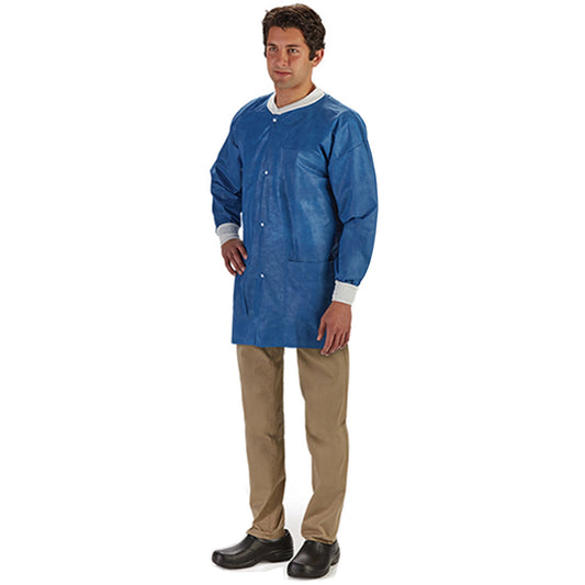 Labmates® Lab Jacket, Large, Blue, Sold As 10/Bag Graham 85190