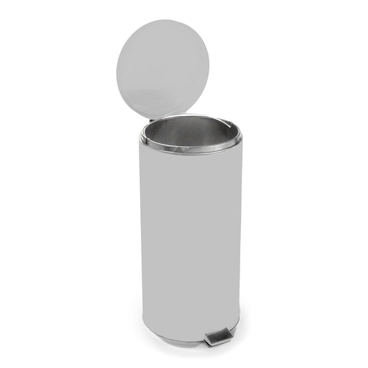 Mckesson Trash Can With Plastic Liner, Step-On, Round, Steel, Silver, 32 Qt, Sold As 1/Each Mckesson 81-45269