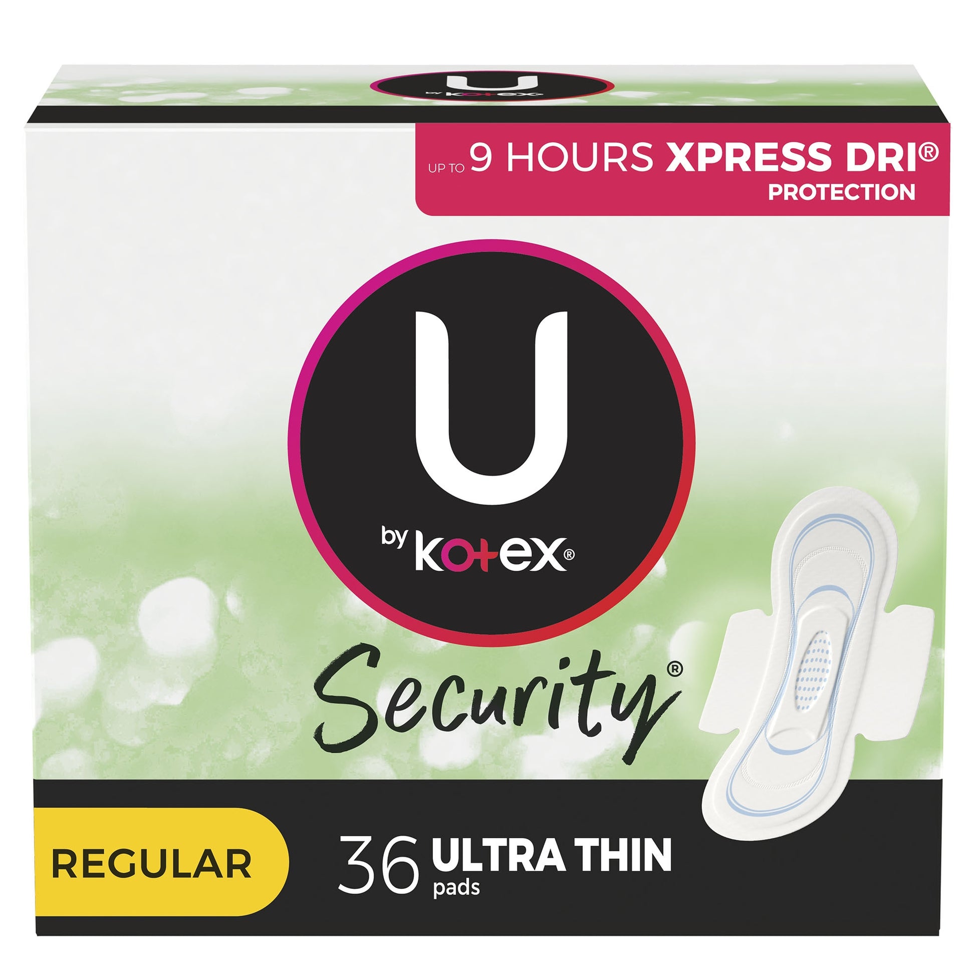 U By Kotex Security Ultra Thin Pads With Wings, Regular Absorbency, Sold As 36/Pack Kimberly 53631