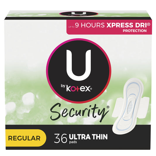 U By Kotex Security Ultra Thin Pads With Wings, Regular Absorbency, Sold As 36/Pack Kimberly 53631