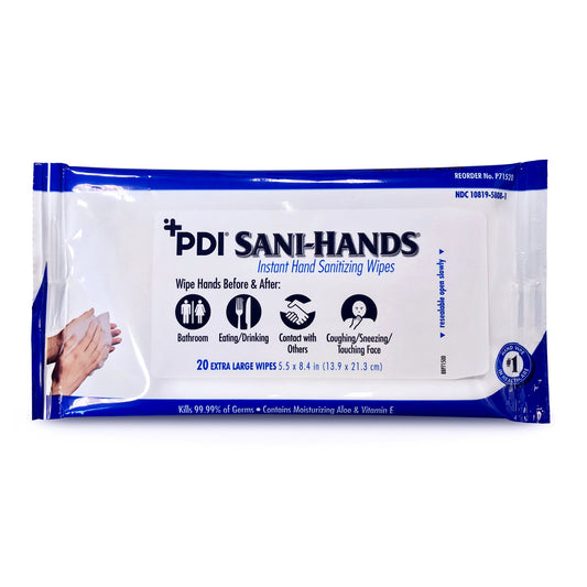 Sani-Hands Hand Sanitizing Wipes, Ethyl Alcohol, Scented, 5½ X 8.4 Inch Soft Pack, Sold As 48/Case Professional P71520