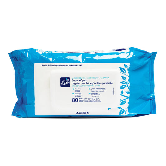 Nice’N Clean® Unscented Baby Wipes, Soft Pack, Sold As 80/Box Professional M233Xt
