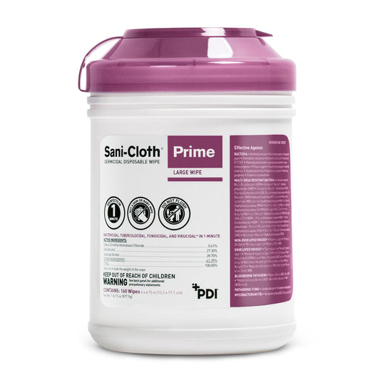 Sani-Cloth Prime Surface Disinfectant Cleaner Pre-Moistened Germicidal Wipe, Non-Sterile Canister, Disposable, Sold As 1920/Case Professional P25372