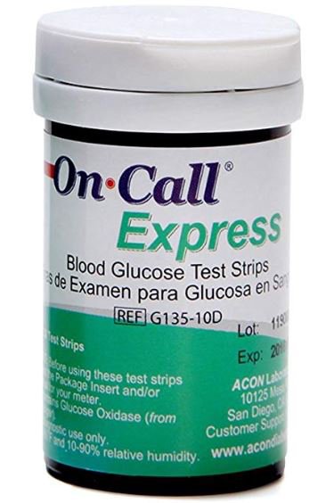 On Call® Express Blood Glucose Test Strips, Sold As 50/Vial Acon 755729-200