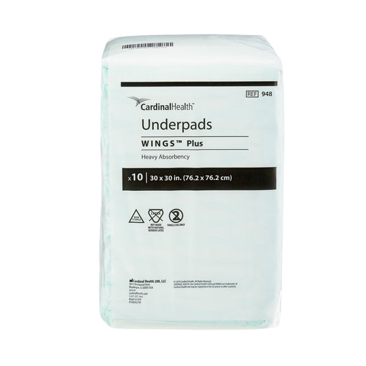 Wings Plus Underpads, Disposable, Heavy Absorbency, Beige, 30 X 30 Inch, Sold As 100/Case Cardinal 948