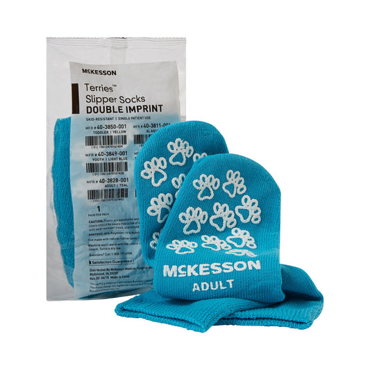 Mckesson Terries™ Adult Slipper Socks, Teal, Sold As 48/Case Mckesson 40-3828-001