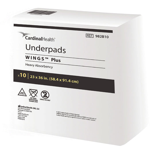 Wings Plus Underpads, Disposable, Heavy Absorbency, Beige, 23 X 36 Inch, Sold As 100/Case Cardinal 982B10