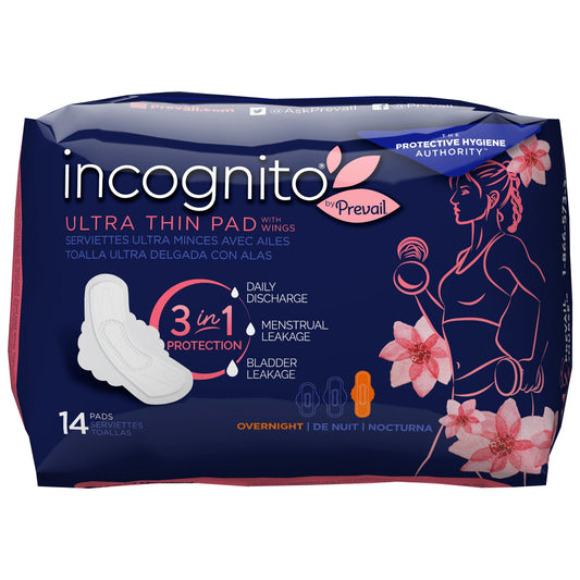 Incognito® By Prevail Ultra Thin Pad With Wings, Overnight, Sold As 14/Bag First Pvh-414