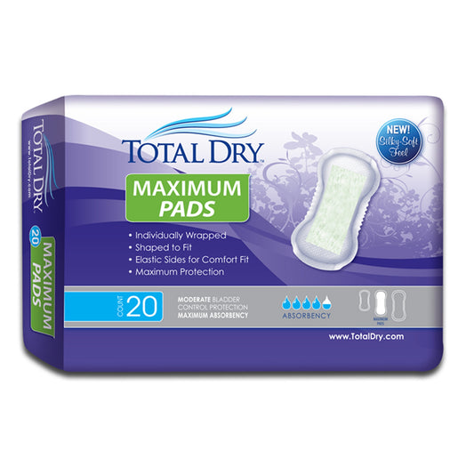 Totaldry Maximum Pads, Moderate Absorbency, Sold As 20/Bag Secure Sp1573