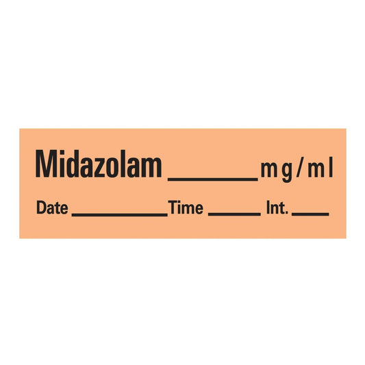 Timemed Anesthesia Label Tape, Midazolam, 1/2 X 1-1/2 Inch, Sold As 1/Roll Precision An-120
