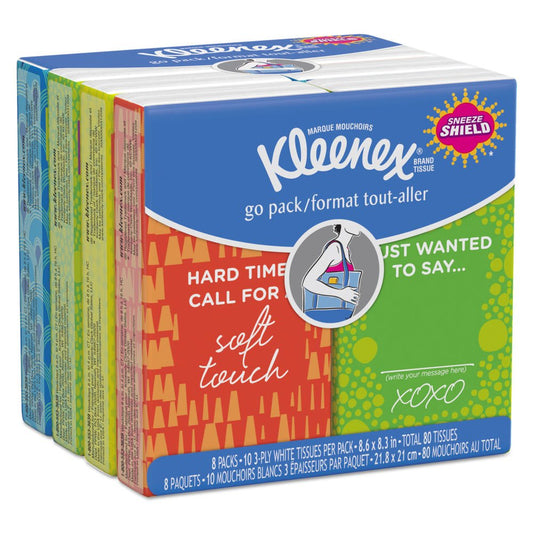 Kleenex® Pocket Pack Facial Tissue, 10 Per Pack, Sold As 8/Bag Kimberly 46651