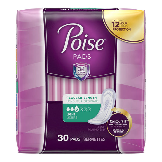 Poise Bladder Control Pads, Light Absorbency, Regular Length, Sold As 120/Case Kimberly 51668