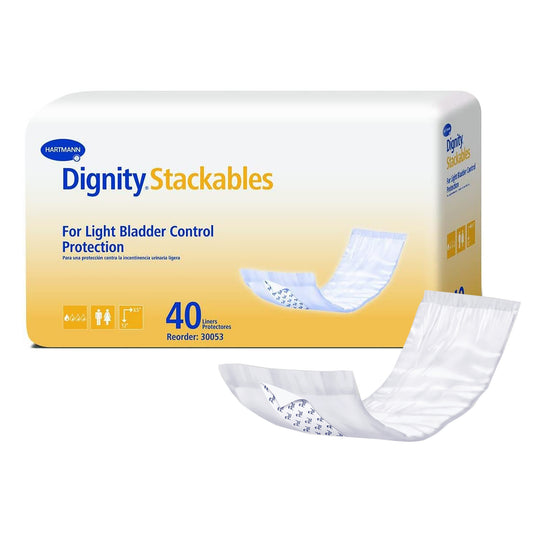 Dignity Stackables Bladder Control Pad, Disposable, Light Absorbency, Polymer Core, Adult, Unisex, Sold As 45/Pack Hartmann 30053-180