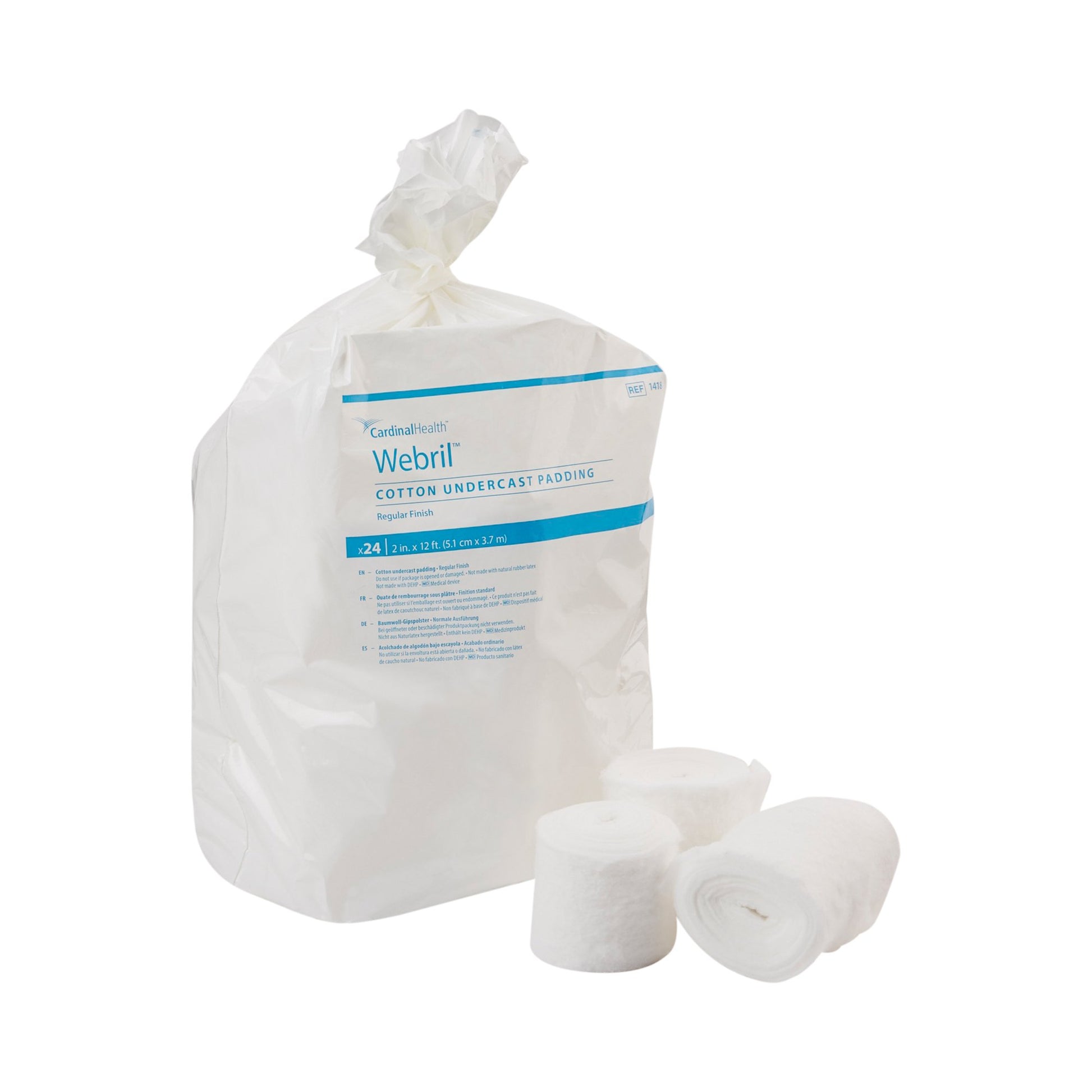 Webril™ Undercast Cotton Cast Padding, Non-Sterile, White, 2 Inch X 4 Yard, Sold As 24/Bag Cardinal 1418