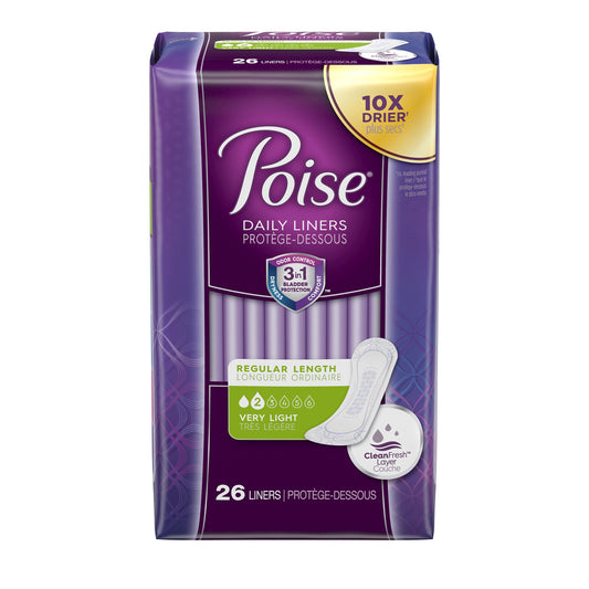 Poise Bladder Control Pads, Light Absorbency, Regular Length, 7.5", Adult, Female, Disposable, Sold As 208/Case Kimberly 19305