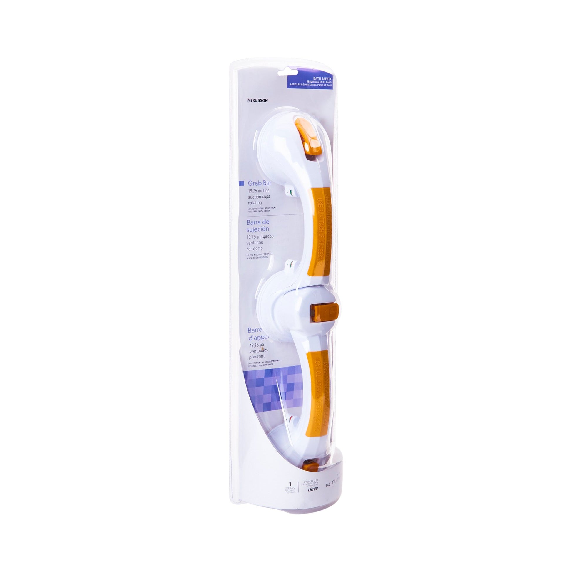 Mckesson Rotating Suction-Cup Grab Bar, White/Yellow Plastic, Sold As 1/Each Mckesson 146-Rtl13084