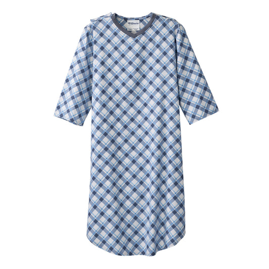 Silverts® Shoulder Snap Patient Exam Gown, Medium, Diagonal Blue Plaid, Sold As 1/Each Silverts Sv50120_Diop_M