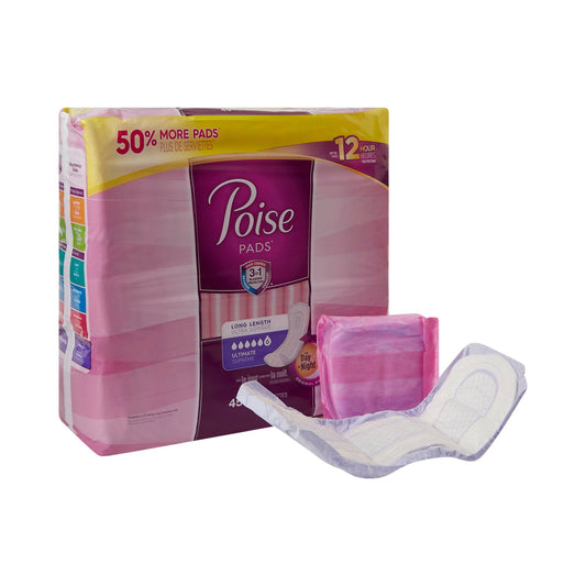 Poise Bladder Control Female Disposable Pads, Heavy Absorbency, Absorb-Loc Core, One Size Fits, 15.9 Inch, Sold As 90/Case Kimberly 34104